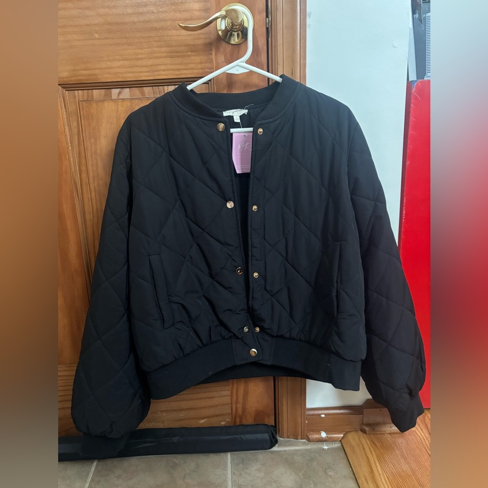 Quilted Black Bomber Jacket
